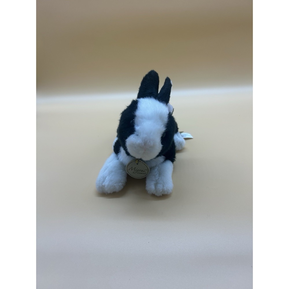 Miyoni Bunny Rabbit Plush Aurora Black White Stuffed Animal Realistic Soft Toy